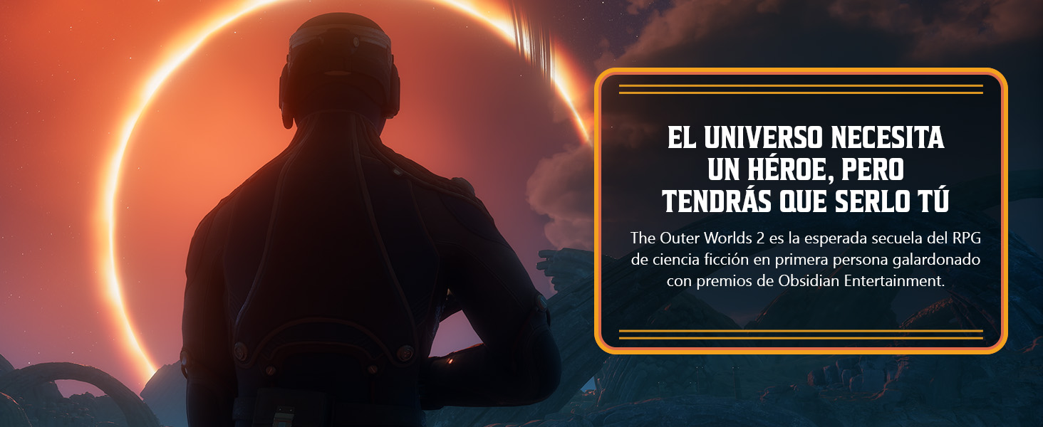 Imagen promocional con silueta de figura sobre fondo naranja brillante con texto en español superpuesto en caja oscura.
