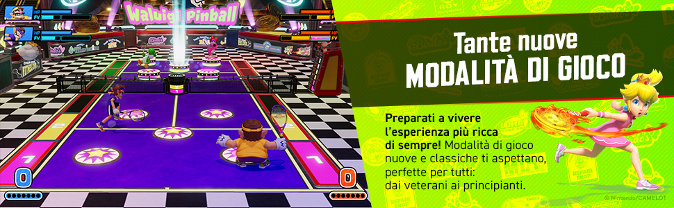 Il testo recita 'Tanta nuova MODALITA DI GIOCO'. Tavolino o superficie da gioco viola e bianca mostrati da pi&ugrave; angolazioni con i pezzi da gioco visibili.