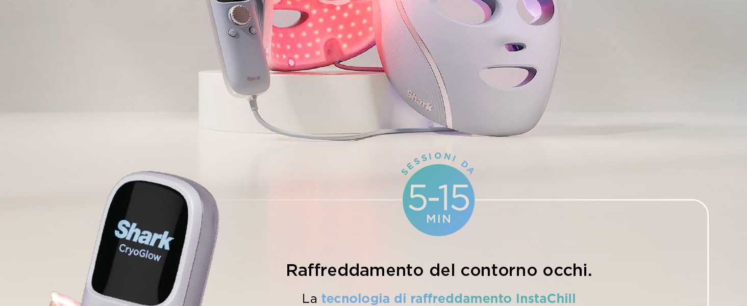 Il testo recita &laquo;5-15 Refrescamiento del sistema cada och&raquo;. Display rosa e grigio dell'interfaccia del prodotto per il fitness o il benessere.