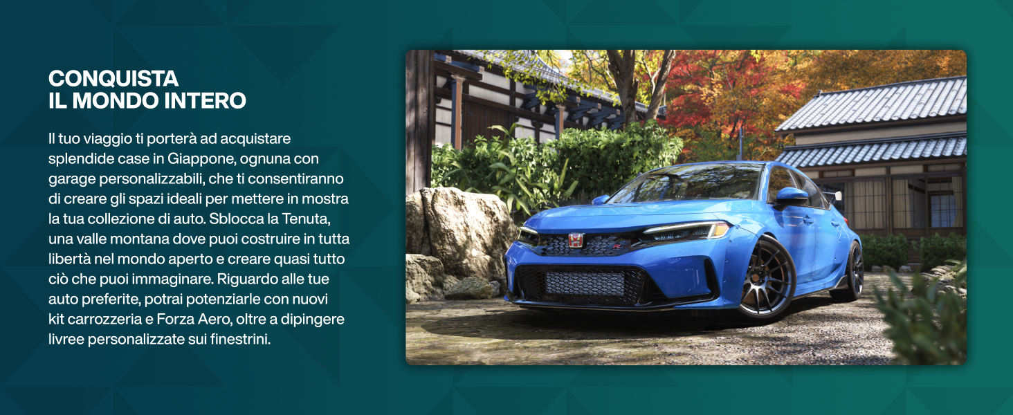 Il testo dice &laquo;CONQUISTA&raquo;. Layout del sito Web o della presentazione che mostra immagini blu di auto sportive e blocchi di testo in un modello di design moderno.