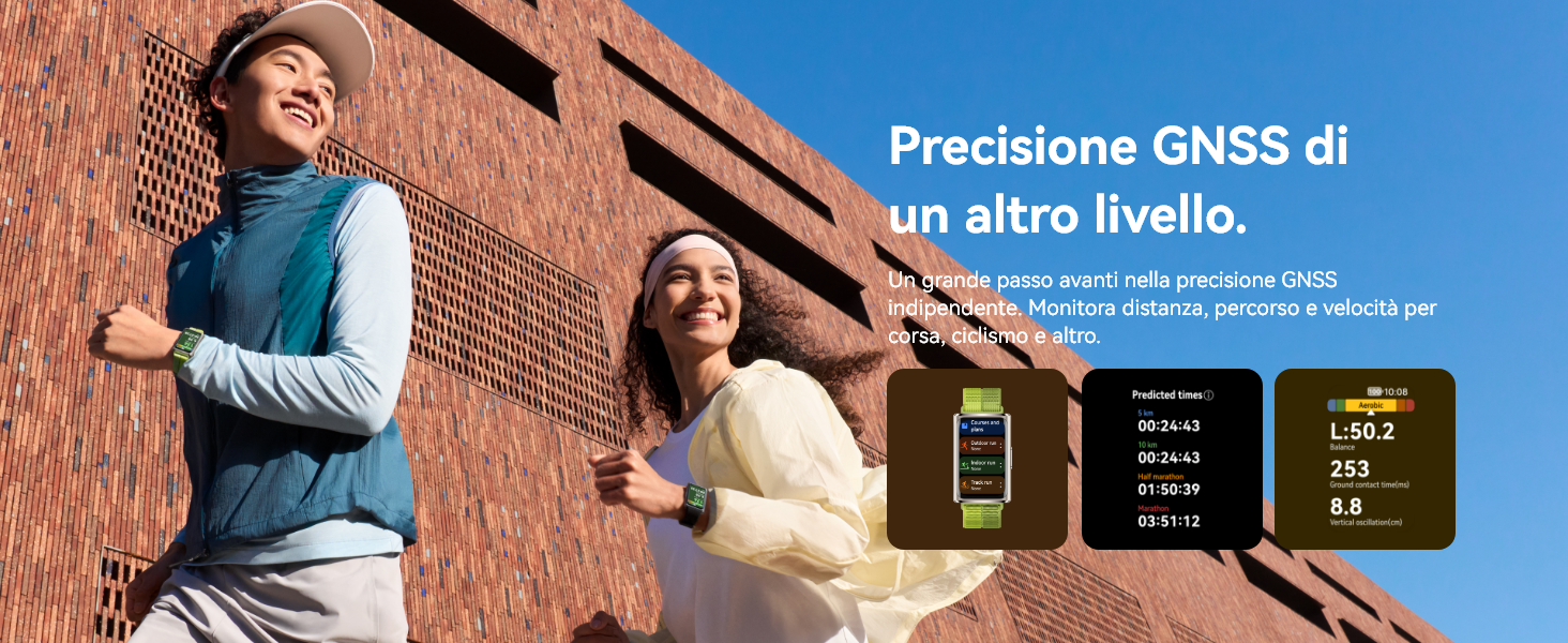 Il testo dice &laquo;Precisione GNSS di un altro livello&raquo;. Immagine di marketing che mostra un ambiente esterno con display del dispositivo mobile che mostra le letture tecniche.