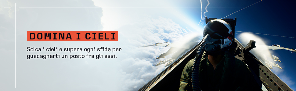 Il testo recita &laquo;DOMINA GLIDI&raquo; in rosso. Immagine divisa che mostra un elemento architettonico bianco curvo e il pilota in cabina di pilotaggio contro il cielo blu.