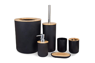 Set de 6 Accessorios de Baño de Bambú