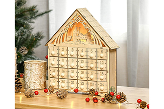 Calendario Adviento Navidad Casita Madera