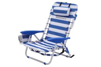 Sedia da Esterno con Portaoggetti Strisce Blu
