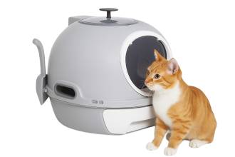 PawHut Lettiera con Coperchio Grigio