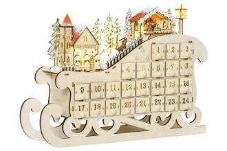 Calendario de Adviento de Madera con Trineo