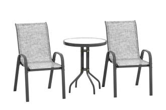 Conjunto de Jardín de 3 Uds en Acero Gris