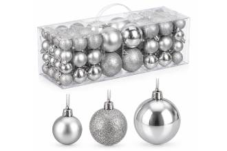 Set da 76 palline di Natale Argento