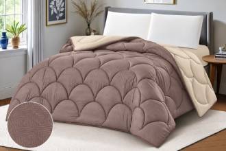 Colcha Bicolor Gris Paloma/Beige