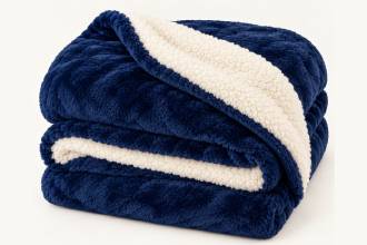 Plaid Matrimoniale Blu Navy con Pelliccia